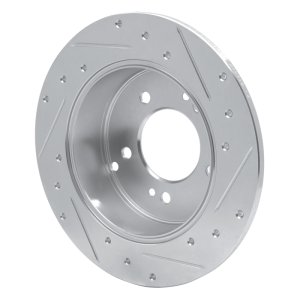 Kia Rondo Brake Rotor (1) - Rear Left - R1 Concepts - Drilled & Slotted - Silver - `07-`12